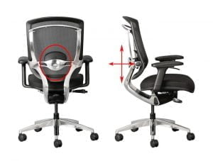 adjusting the lumbar support on an office chair
