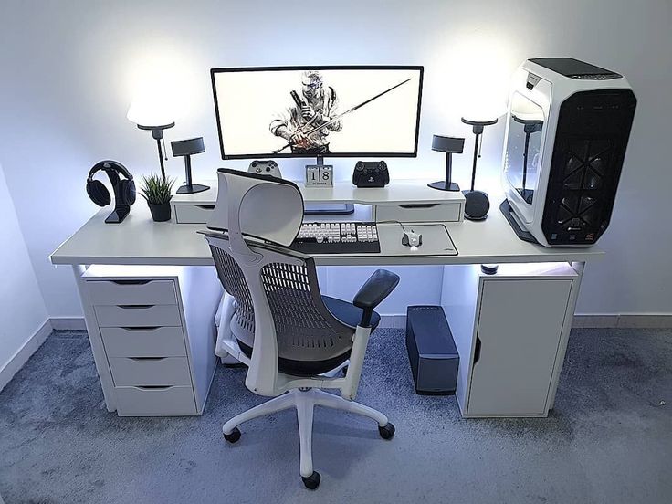 modern pc setup at home for work and gaming