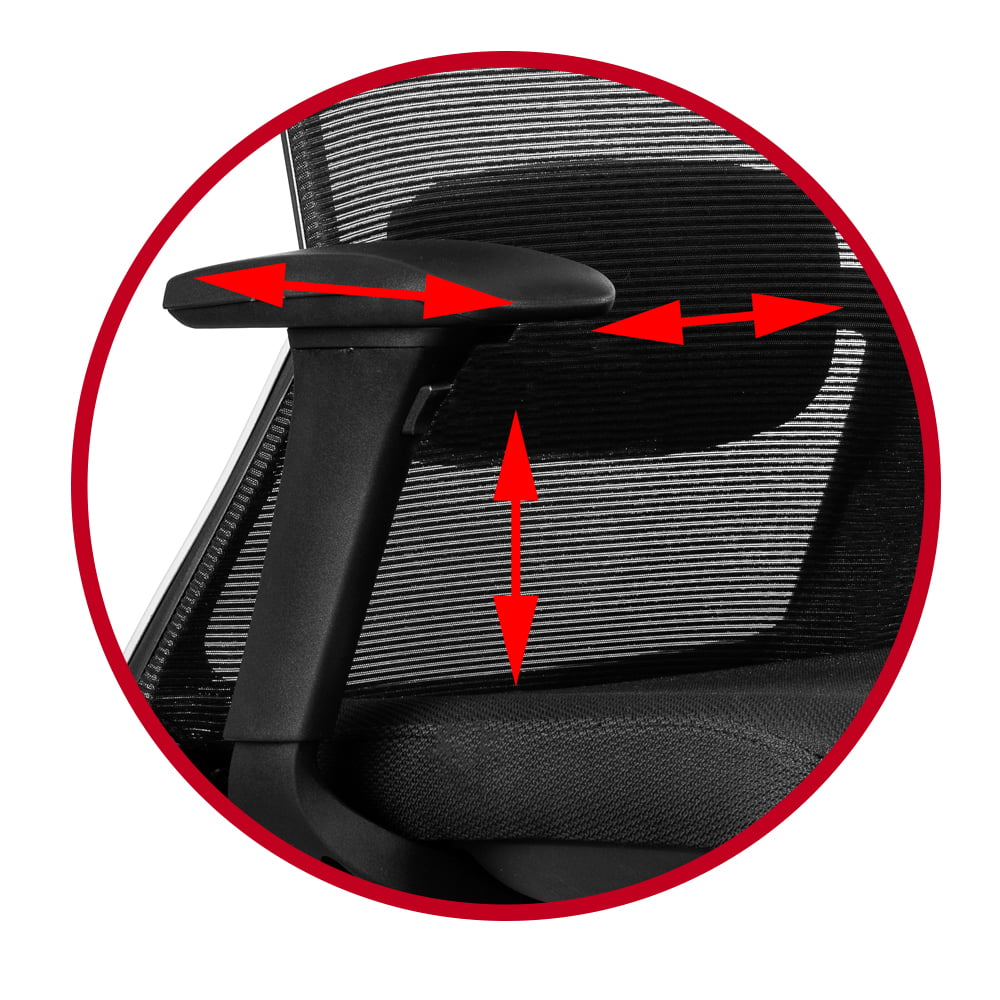 multi-functional armrests on Capri ergonomic office chair