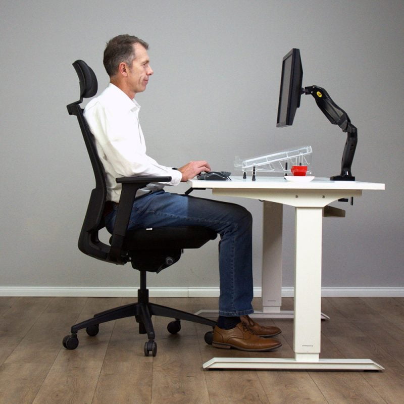 monitor and ergonomic chair and desk setup