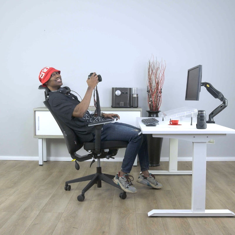 Keith relaxing using the OrthoMax neck support