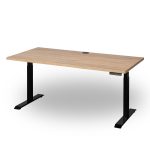 HiLo 300 height adjustable standing desk with timber top and black frame