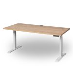 HiLo 300 height adjustable standing desk with timber top and white frame