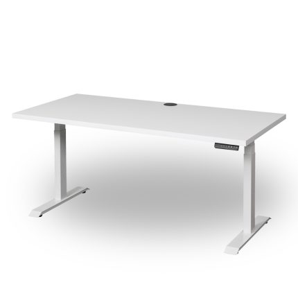 HiLo 300 height adjustable standing desk with timber top and white frame