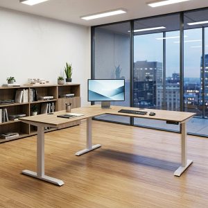 hilo 400 L-shaped height adjustable standing desk with 3 motors