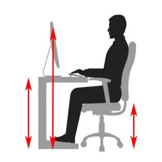 correct ergonomic office chair, desk and monitor height settings